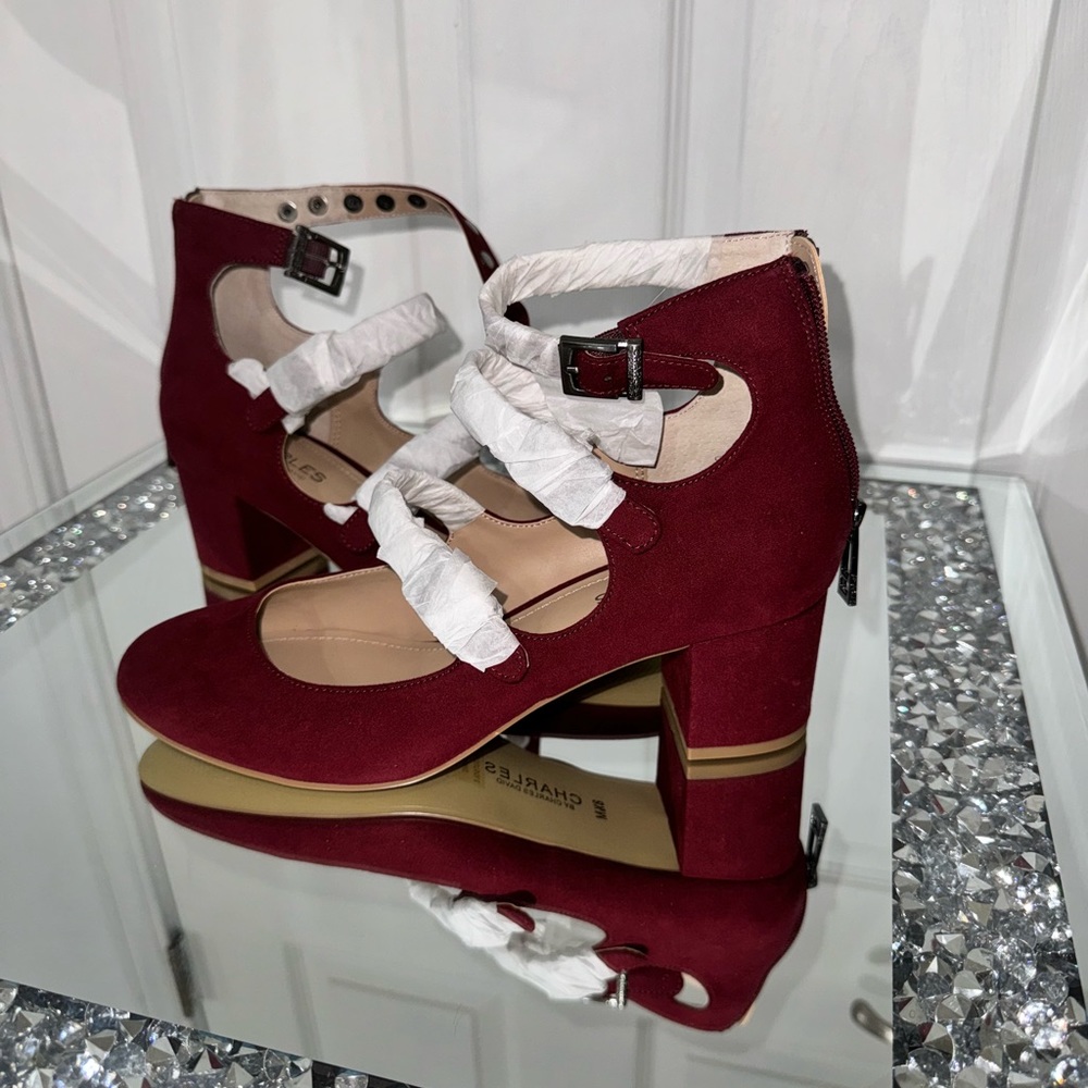 Charles David Burgundy Mary Jane low heel